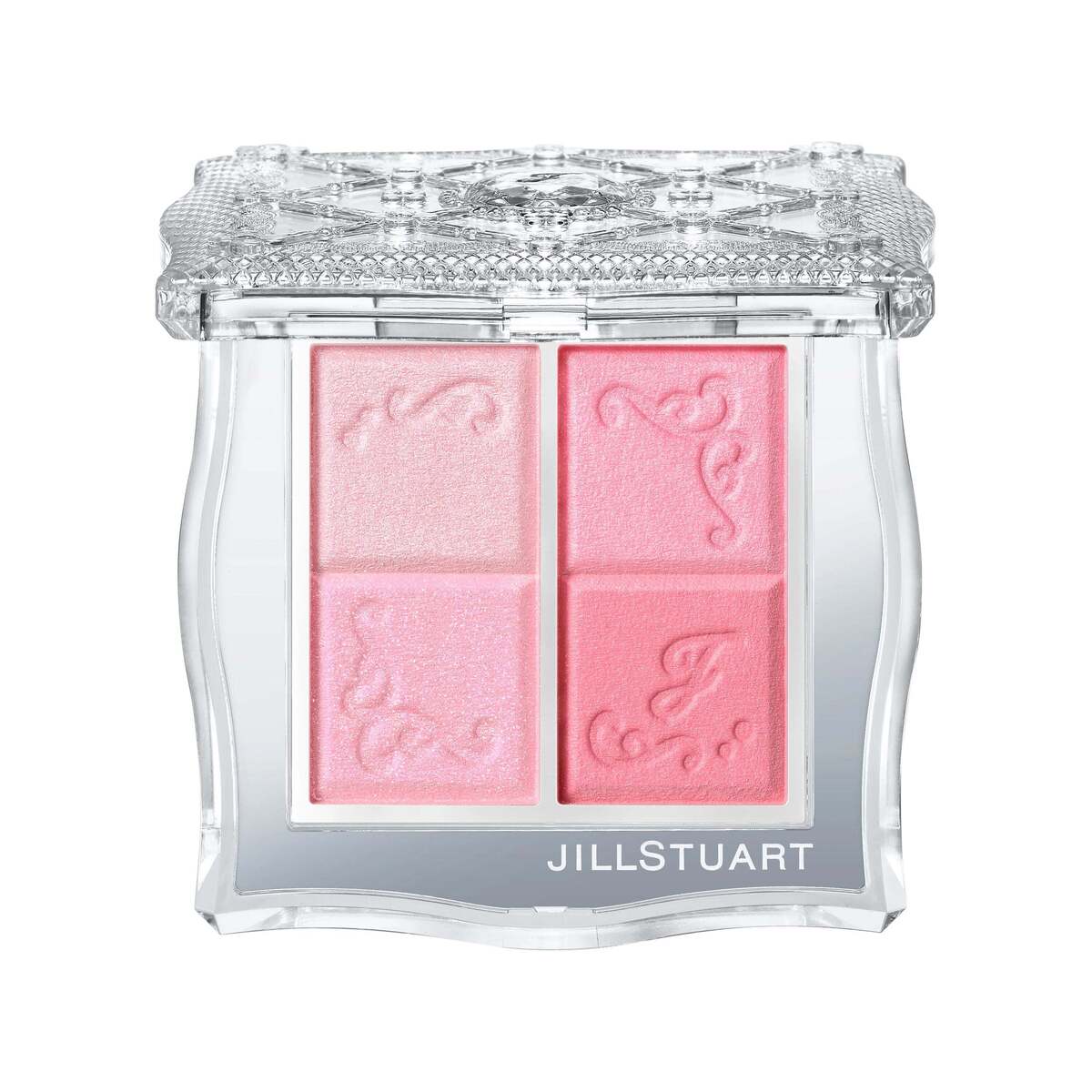 A Japanese makeup blush compact with soft pink shades.
